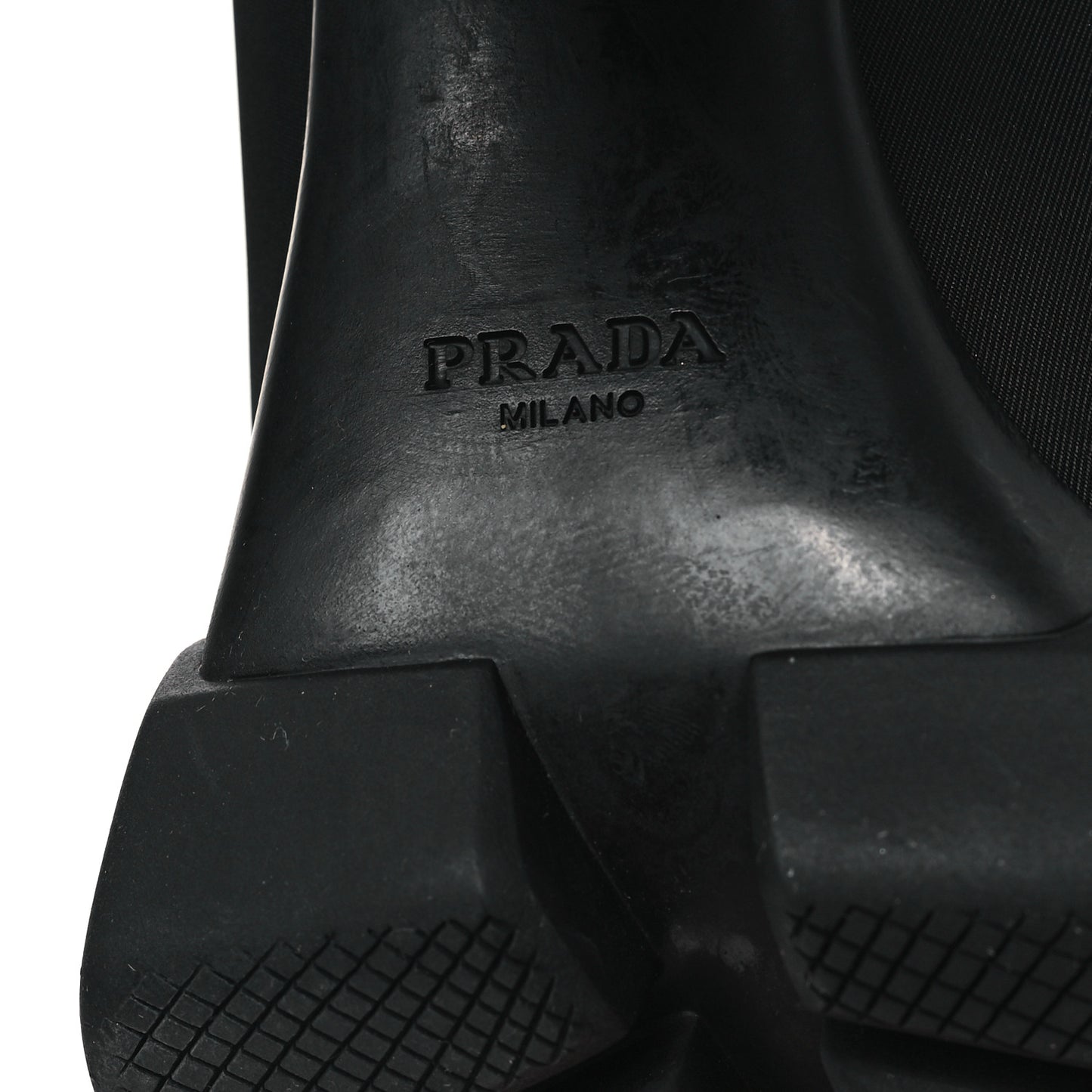 Vitello Montana Re-Nylon Metal Triangle Logo 110mm Ankle Boots 38.5 Black