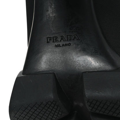 Prada Vitello Montana Re-Nylon Metal Triangle Logo 110mm Ankle Boots 38.5 Black 6 of 9