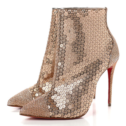 Christian Louboutin Glitter Diams Paillettes Gipsybootie 100 Ankle Boots 40 Nude 3 of 7