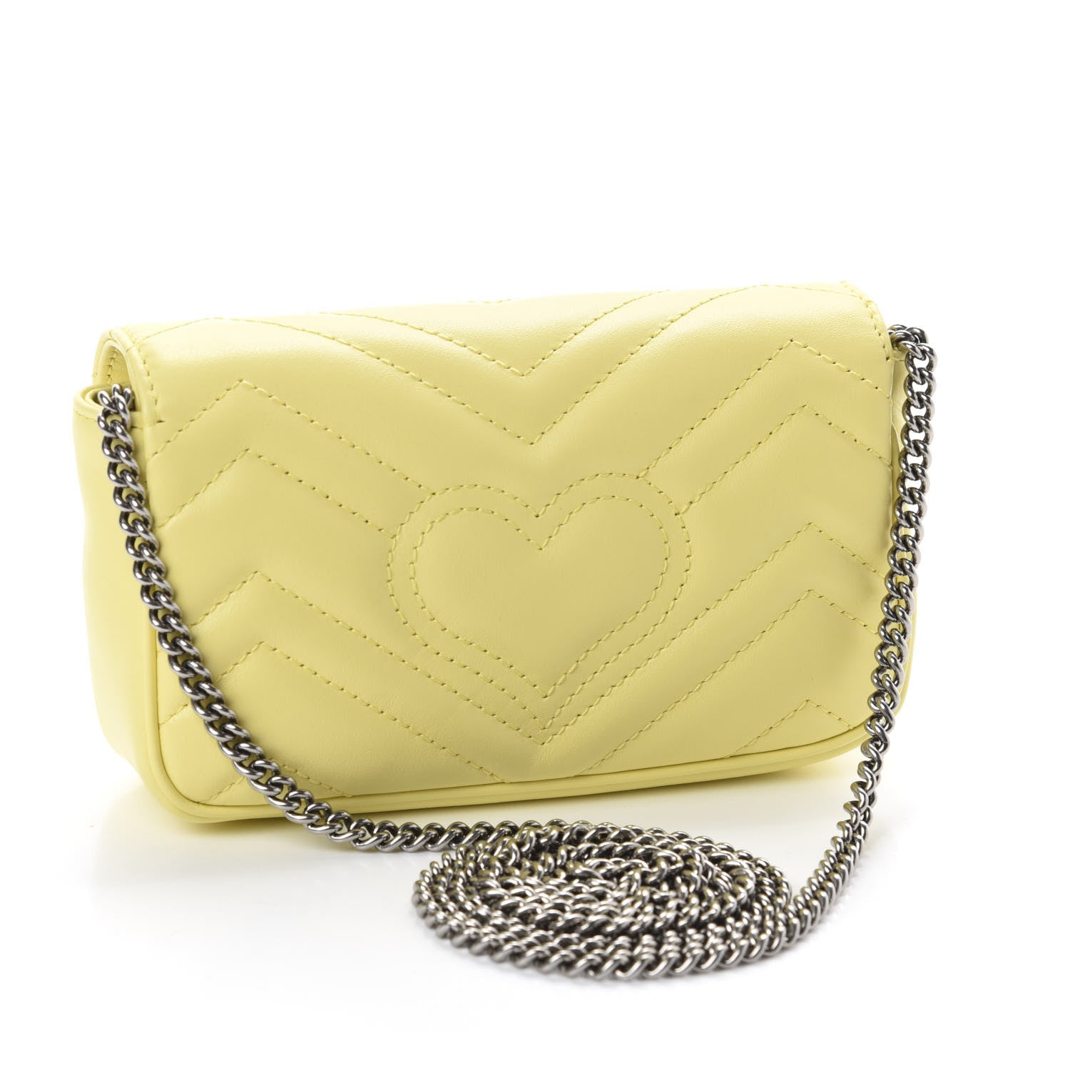 Gucci Calfskin Matelasse Super Mini GG Marmont Shoulder Bag Banana 4 of 12