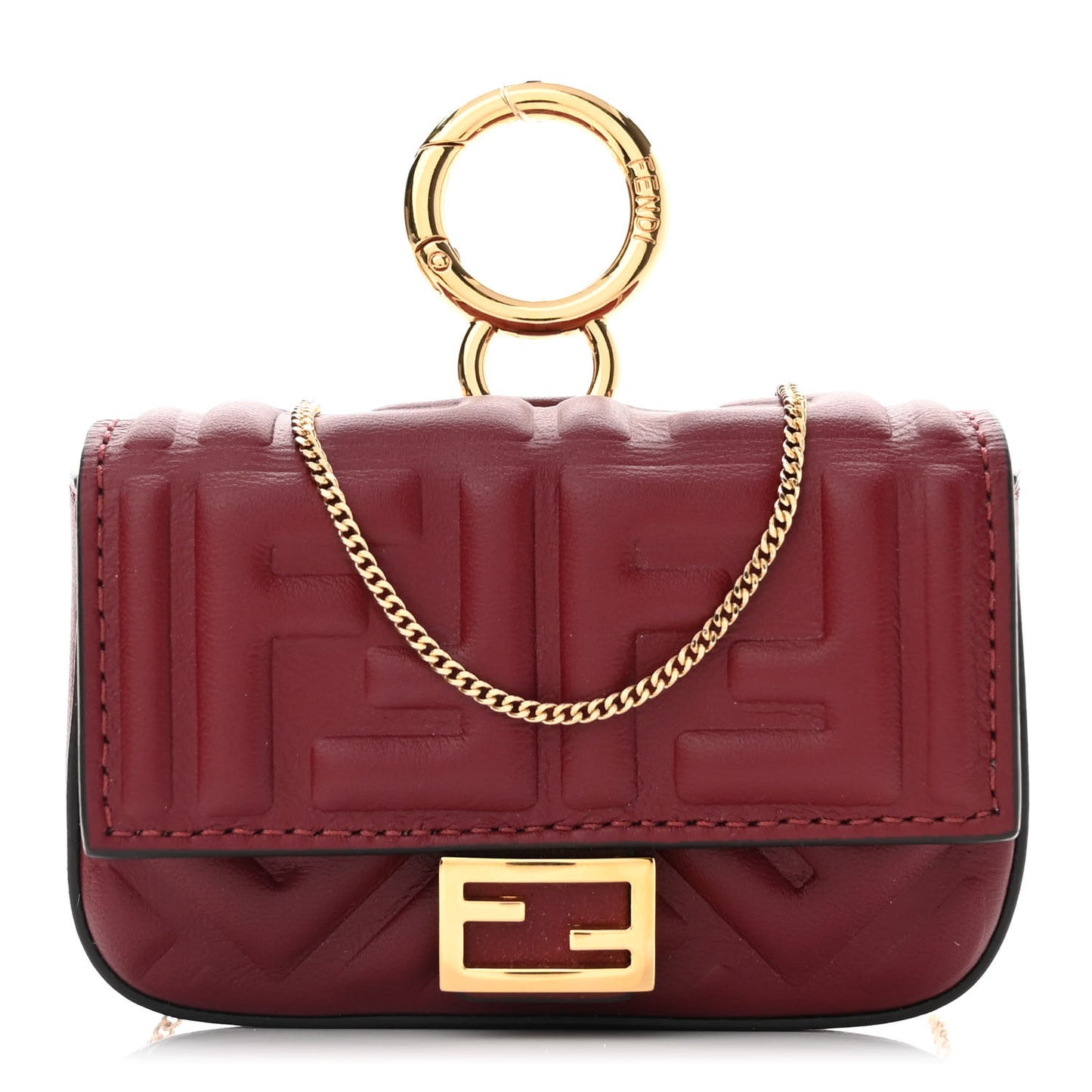 Nappa Matisse FF Embossed Nano Baguette Charm Barolo
