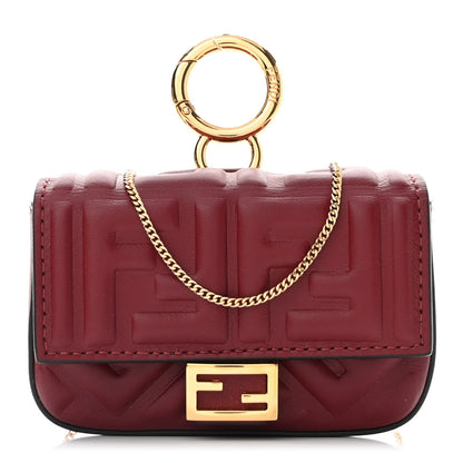 Fendi Nappa Matisse FF Embossed Nano Baguette Charm Barolo 1 of 11
