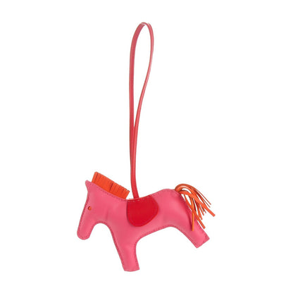 Hermes Milo Lambskin Grigri Rodeo Horse Bag Charm MM Rose Azalee Orange Poppy 1 of 5