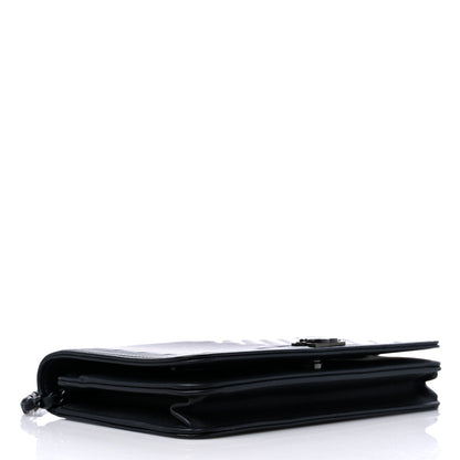 Chanel Calfskin Painted Chevron Embossed Boy Wallet On Chain WOC Black 4 of 12