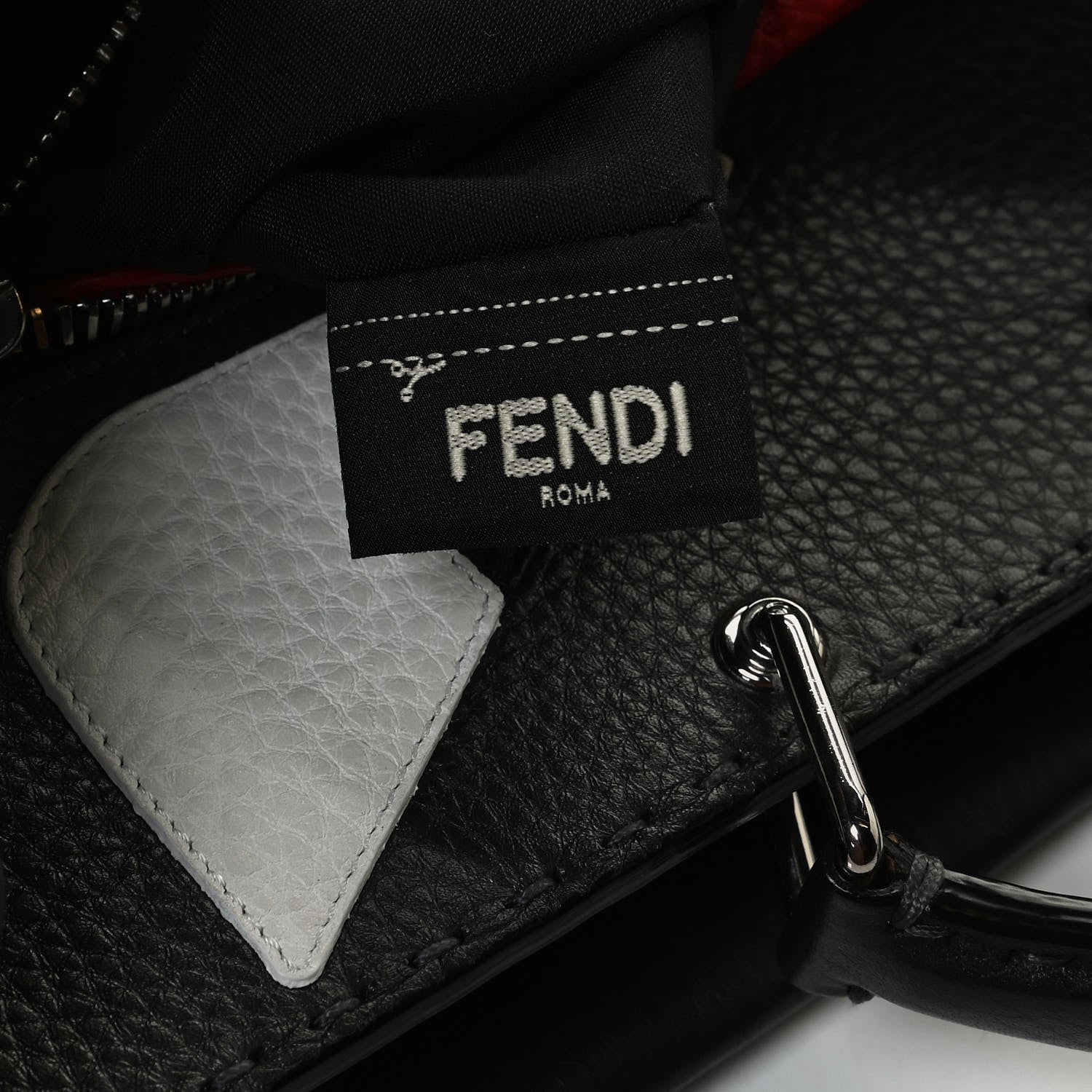 Fendi Calfskin Romano Selleria Monster Eyes Large Mens Peekaboo Iconic Essential Satchel Black White 6 of 15