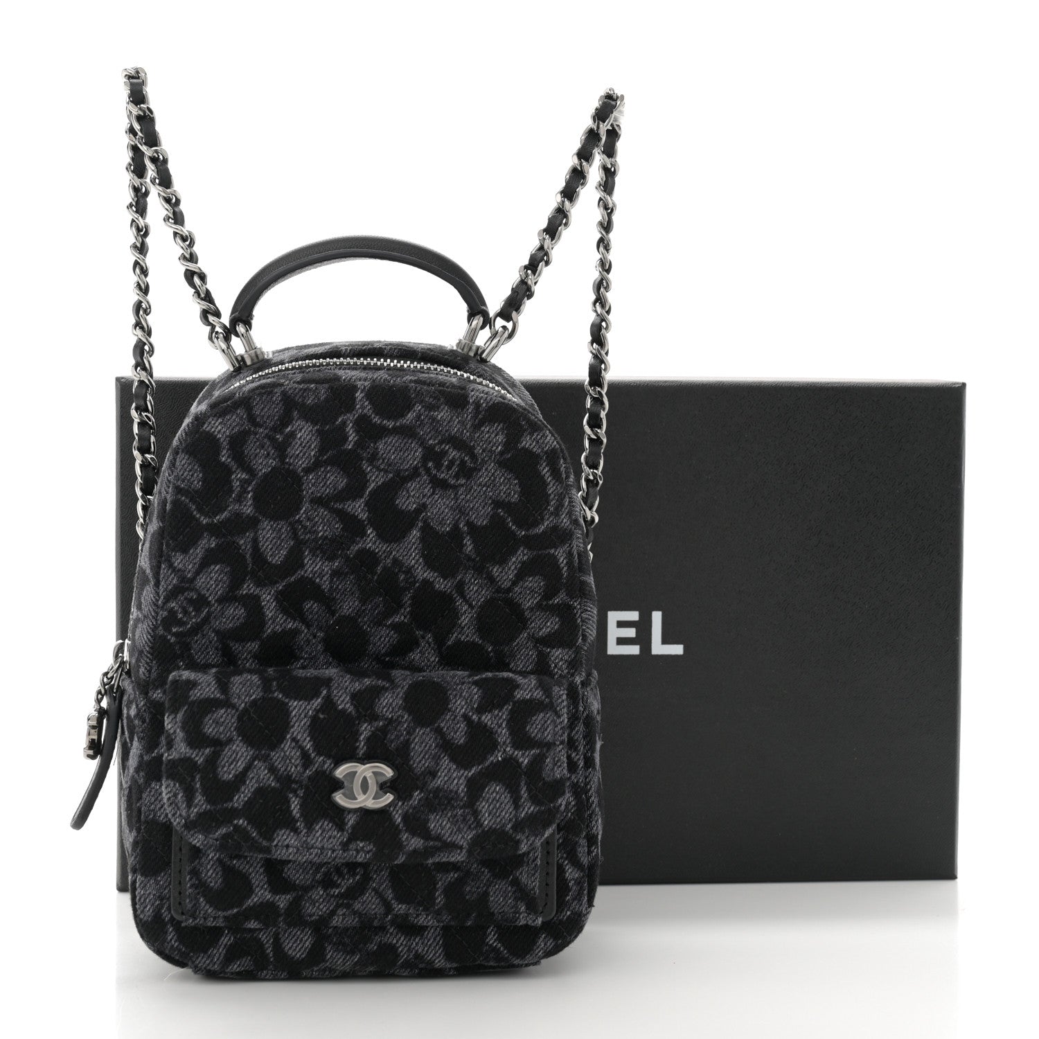 Chanel Denim Quilted Flower CC Mini Classic Backpack Black 11 of 11