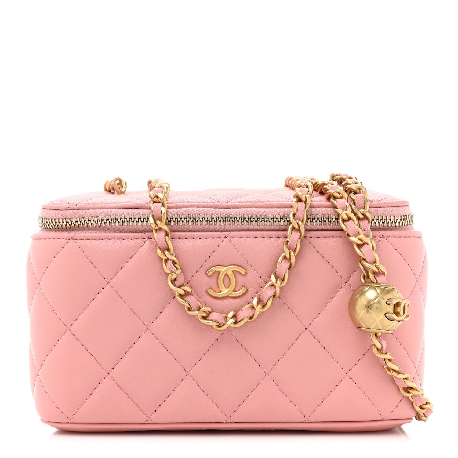 Chanel Lambskin Quilted Small Pearl Crush Vanity Case With Chain Light Pink 1 of 12