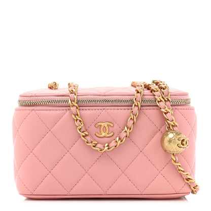 Chanel Lambskin Quilted Small Pearl Crush Vanity Case With Chain Light Pink 1 of 12