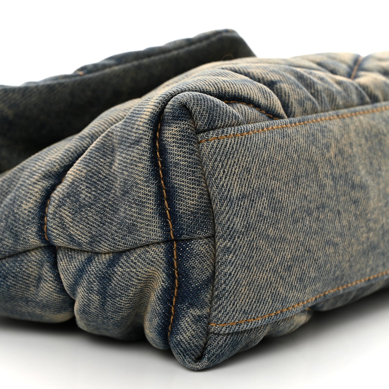 Saint Laurent Denim Quilted Toy Loulou Puffer Monogram Chain Satchel Blue Cinnamon 9 of 10