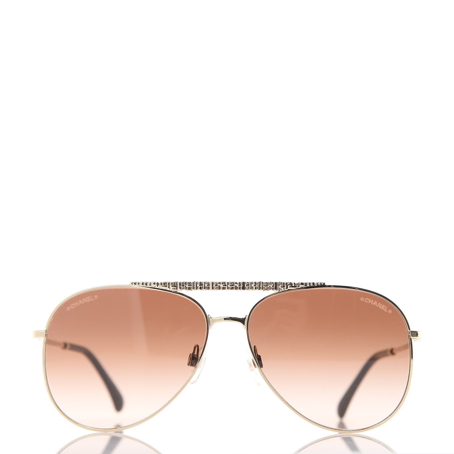 Chanel Aviator Metallic Pilot Sunglasses 4231 Gold 3 of 7