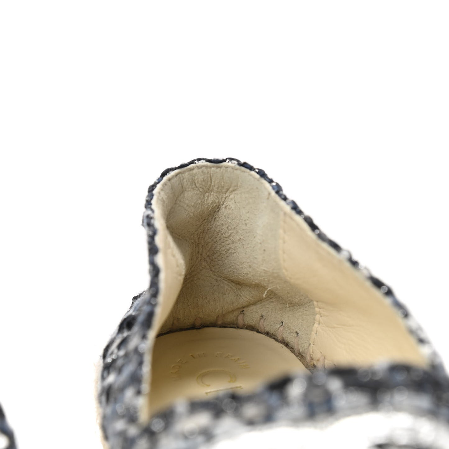 Metallic Tweed Lambskin CC Espadrilles 35 Blue Black Silver