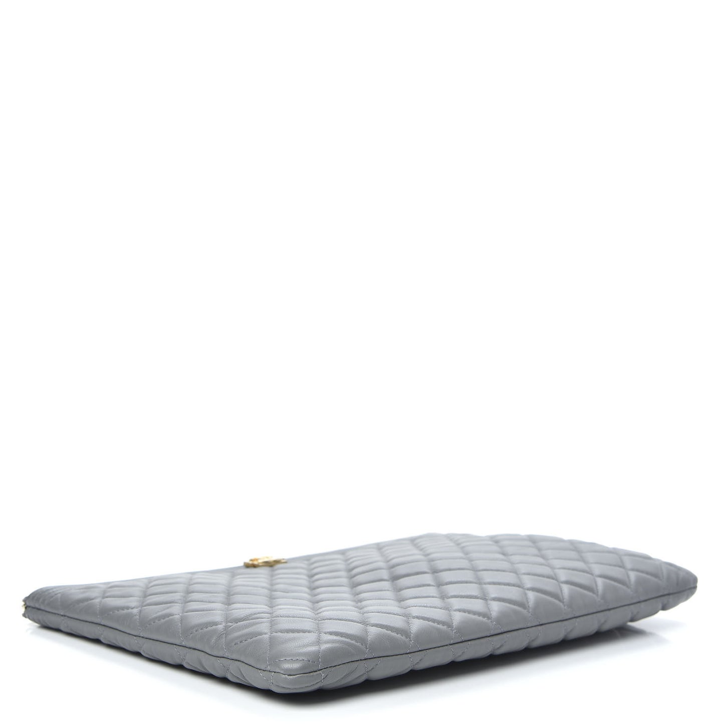 Lambskin Quilted Large Boy Cosmetic Case Grey