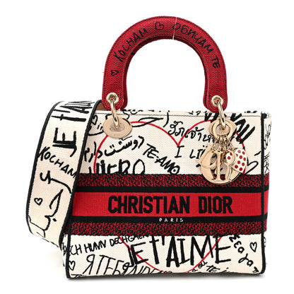 Christian Dior Canvas Medium DiorAmour Graffiti Lady D-Lite Latte 1 of 10