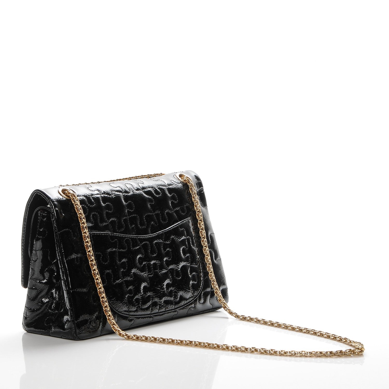 Chanel Crackled Patent Calfskin Puzzle 2.55 Reissue 226 Flap Black 3 of 7