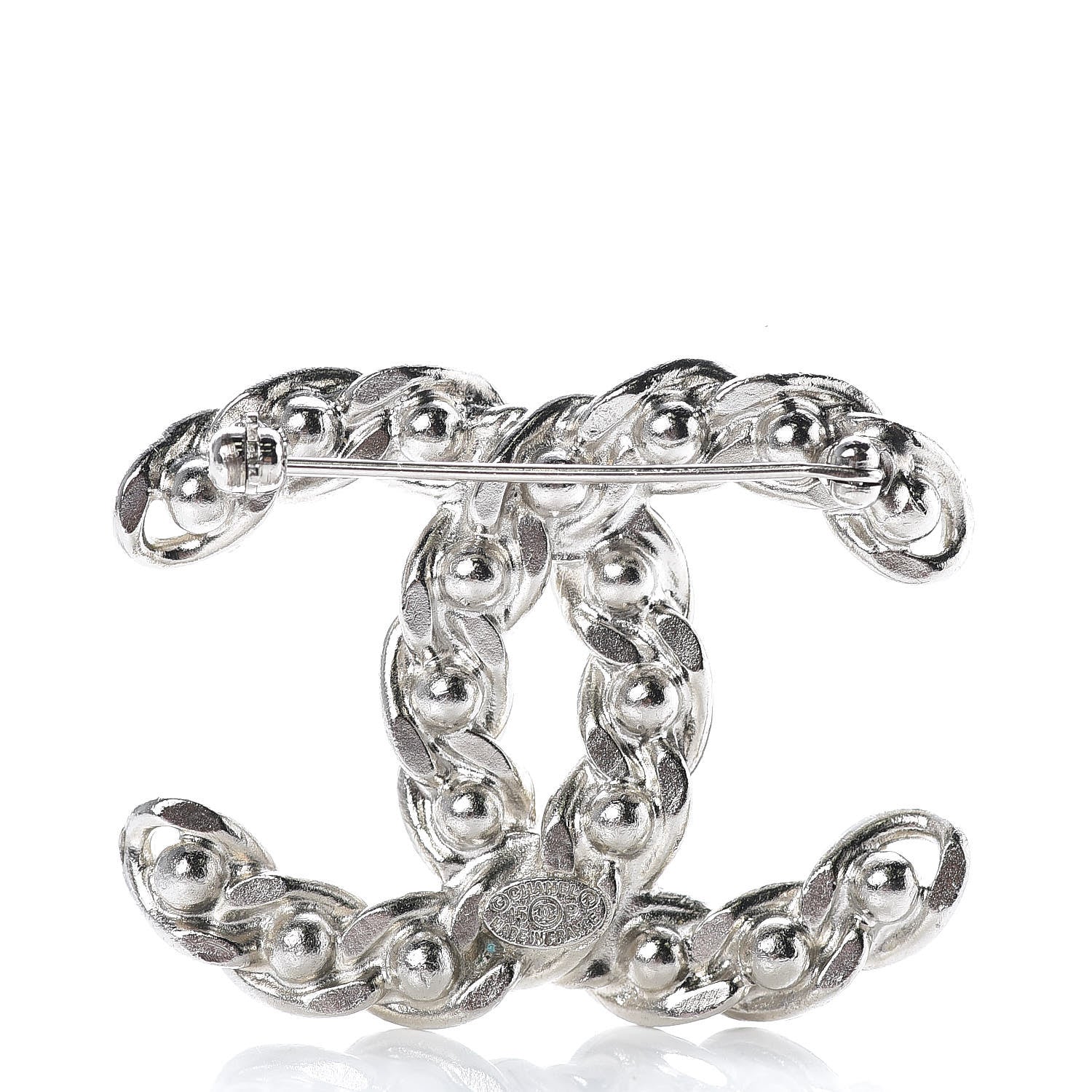 Chanel Pearl CC Chain Brooch Silver 3 of 5