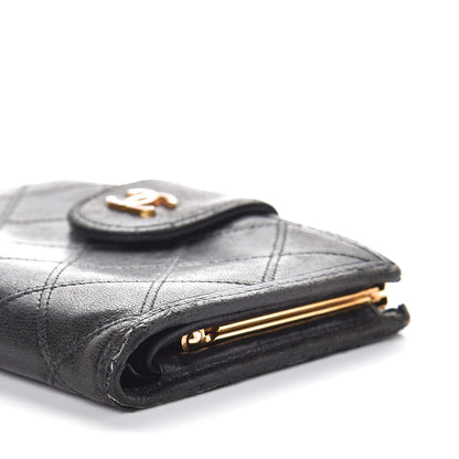 Chanel Lambskin Diamond Stitched Compact French Wallet Black 10 of 10