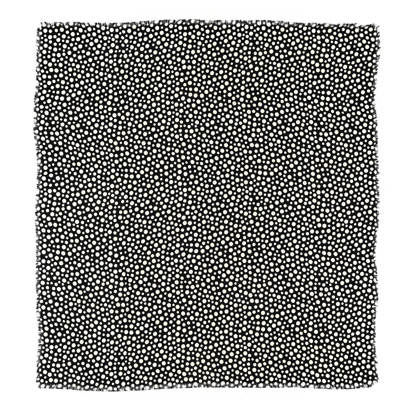 Silk Wool Kusama Dots Scarf Black White