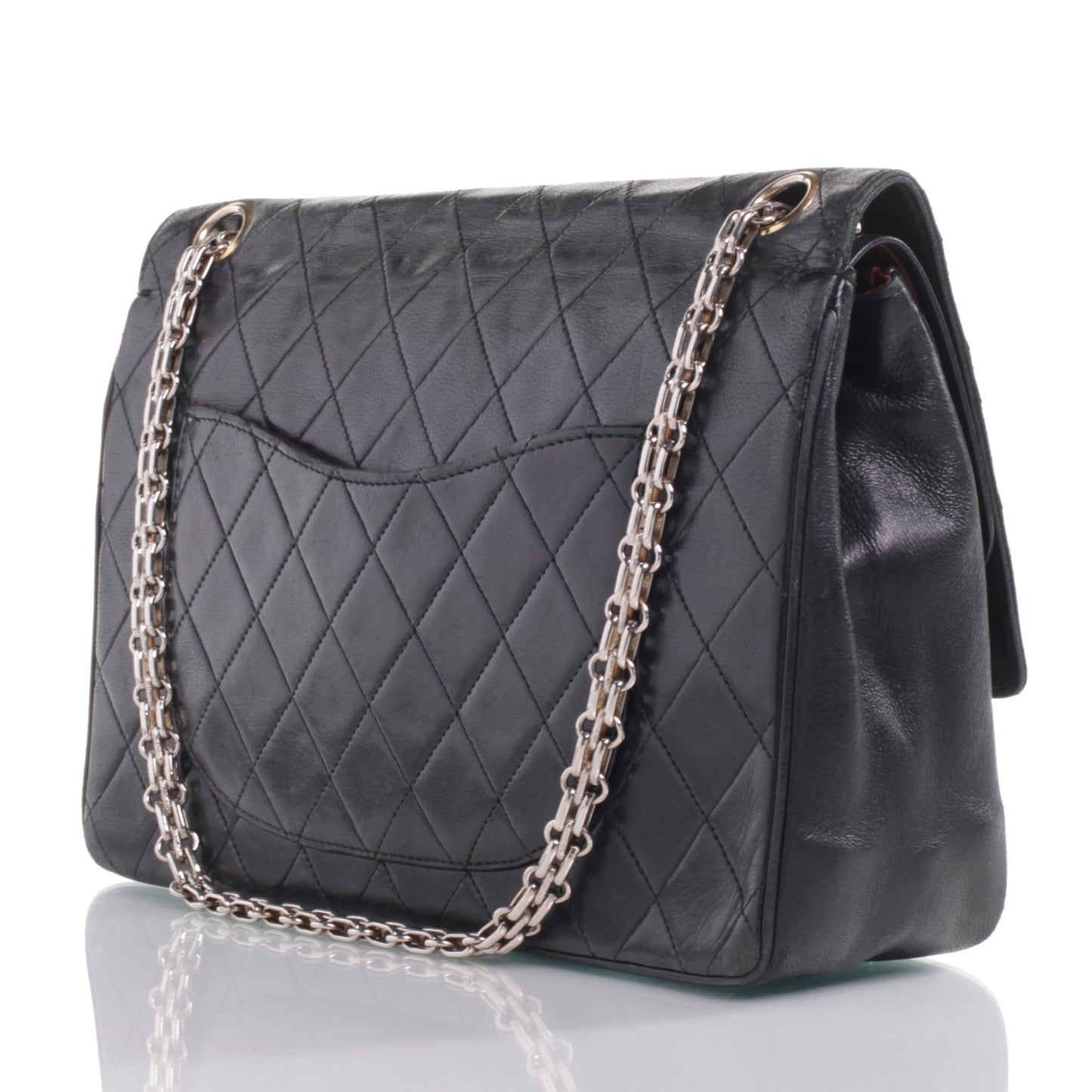 Lambskin Mademoiselle Chain Double Flap Black