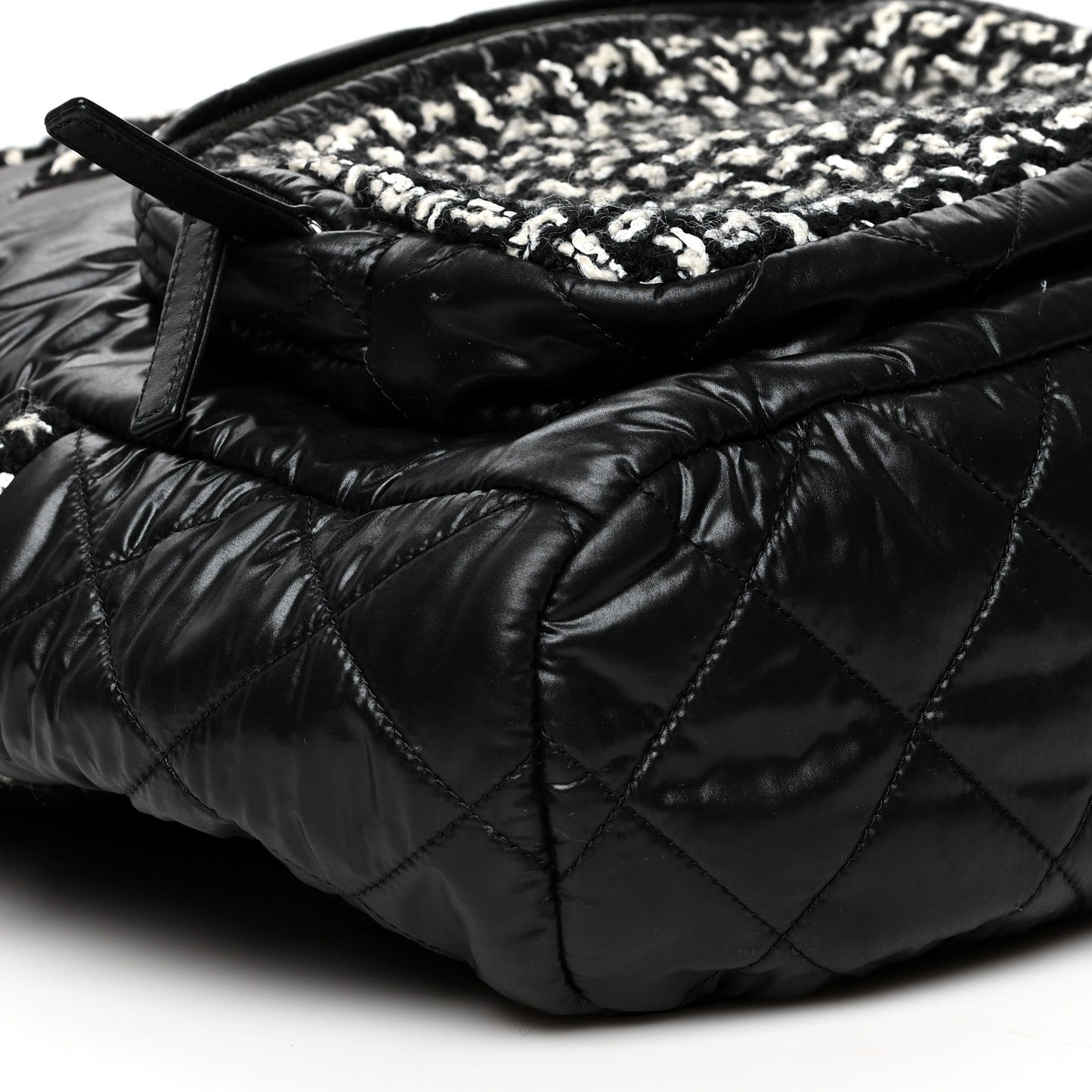 Nylon Tweed CC Backpack Black White