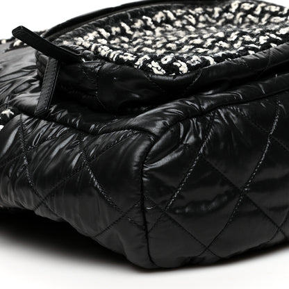 Chanel Nylon Tweed CC Backpack Black White 8 of 9