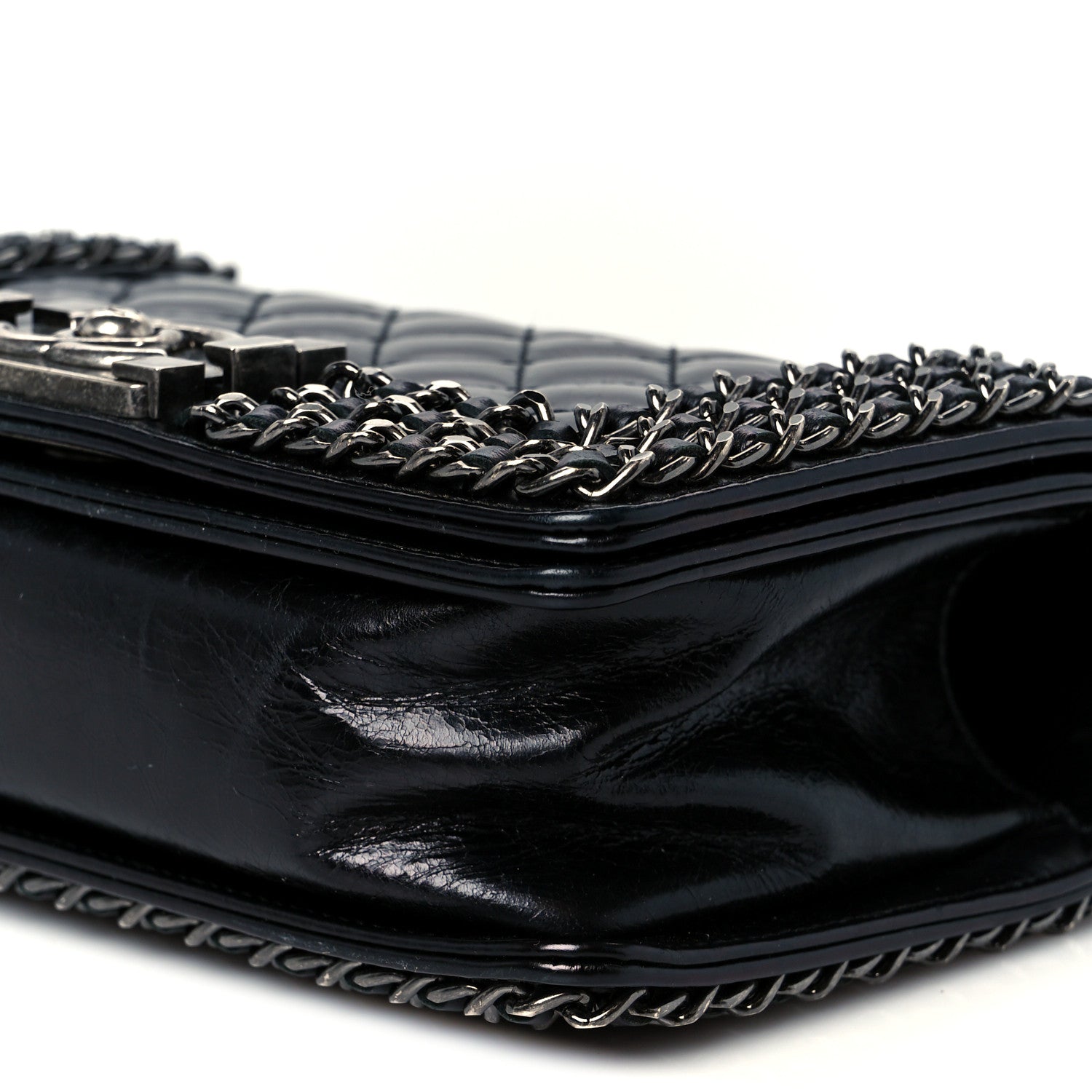 Chanel Glazed Calfskin Quilted Small Boy Chained Flap Black 10 of 10