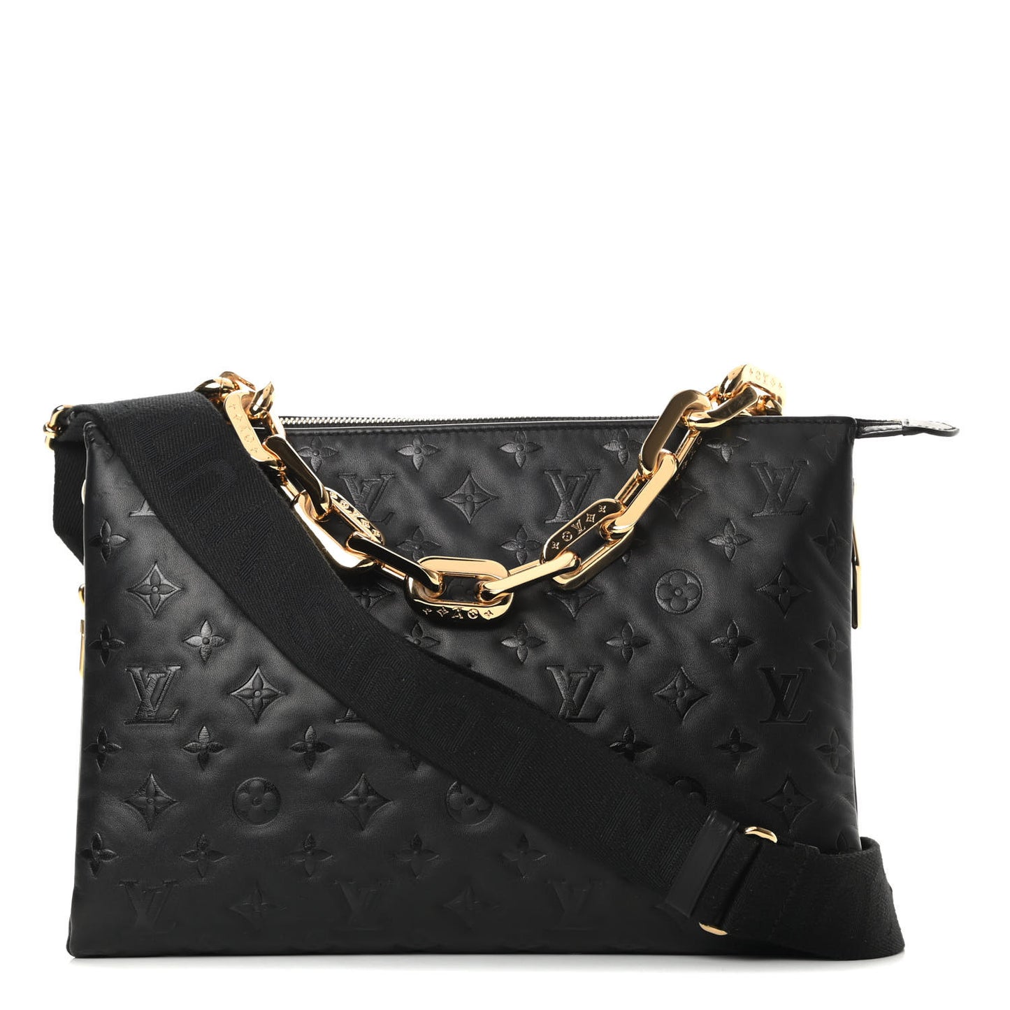 Lambskin Embossed Monogram Coussin MM Black