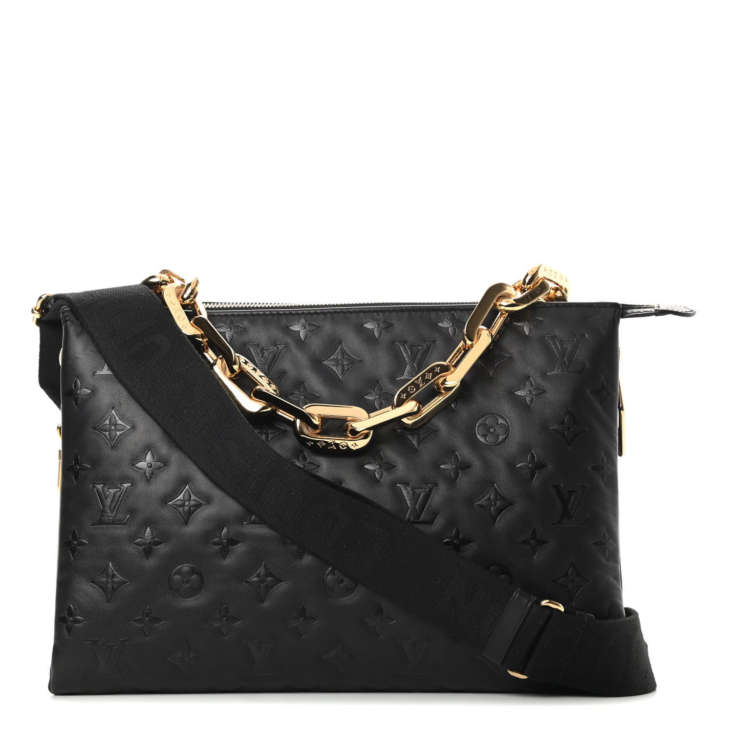 Louis Vuitton Lambskin Embossed Monogram Coussin MM Black 1 of 11