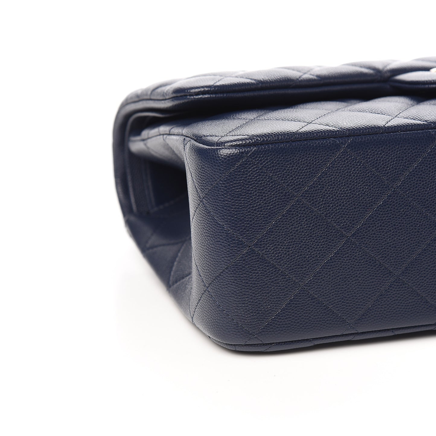 Caviar Quilted Jumbo Double Flap Navy Blue