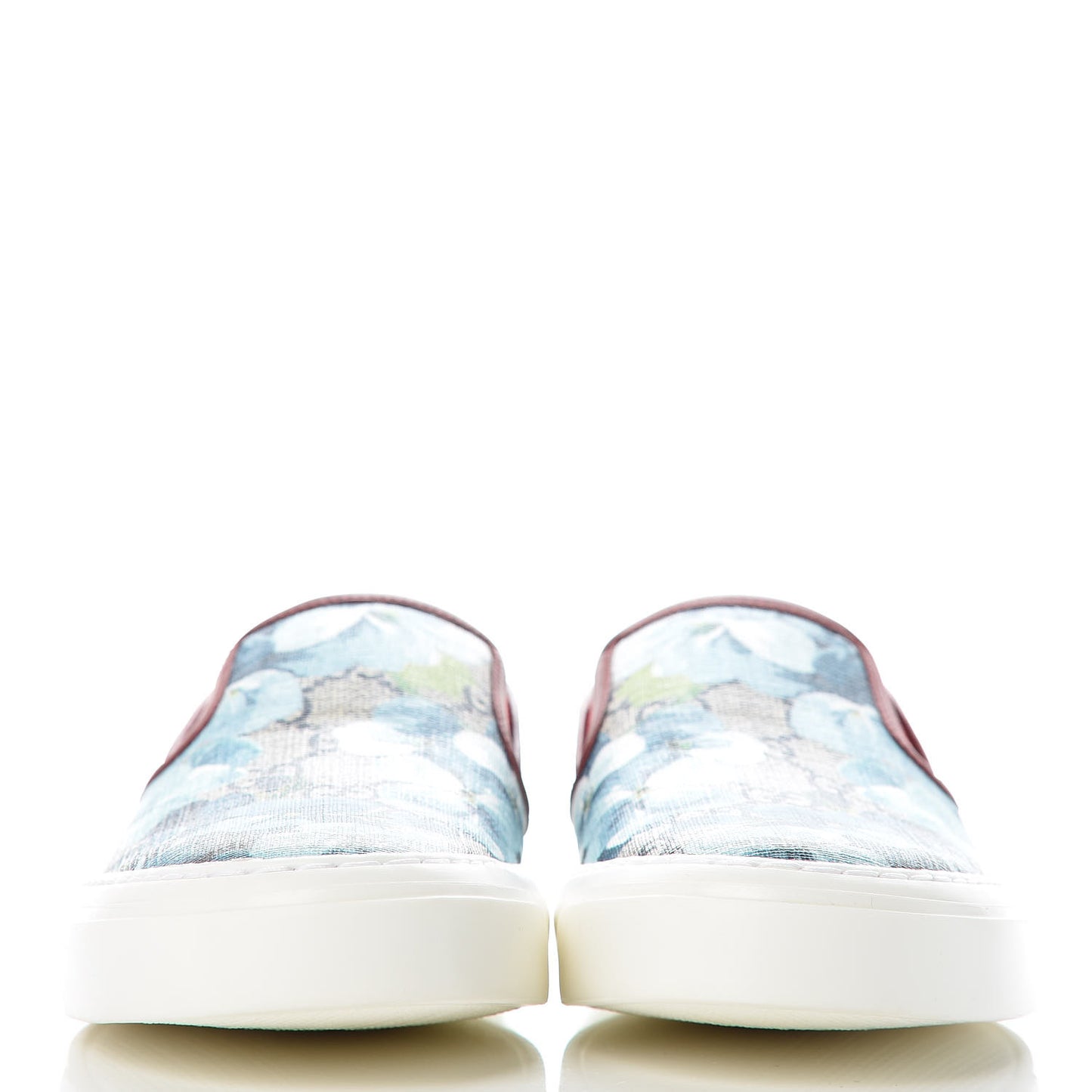 GG Supreme Monogram Blooms Womens Slip On Sneakers 38 Beige Blue Navy Red