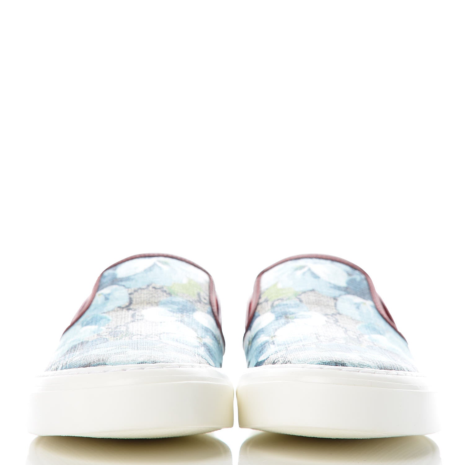 Gucci GG Supreme Monogram Blooms Womens Slip On Sneakers 38 Beige Blue Navy Red 2 of 10
