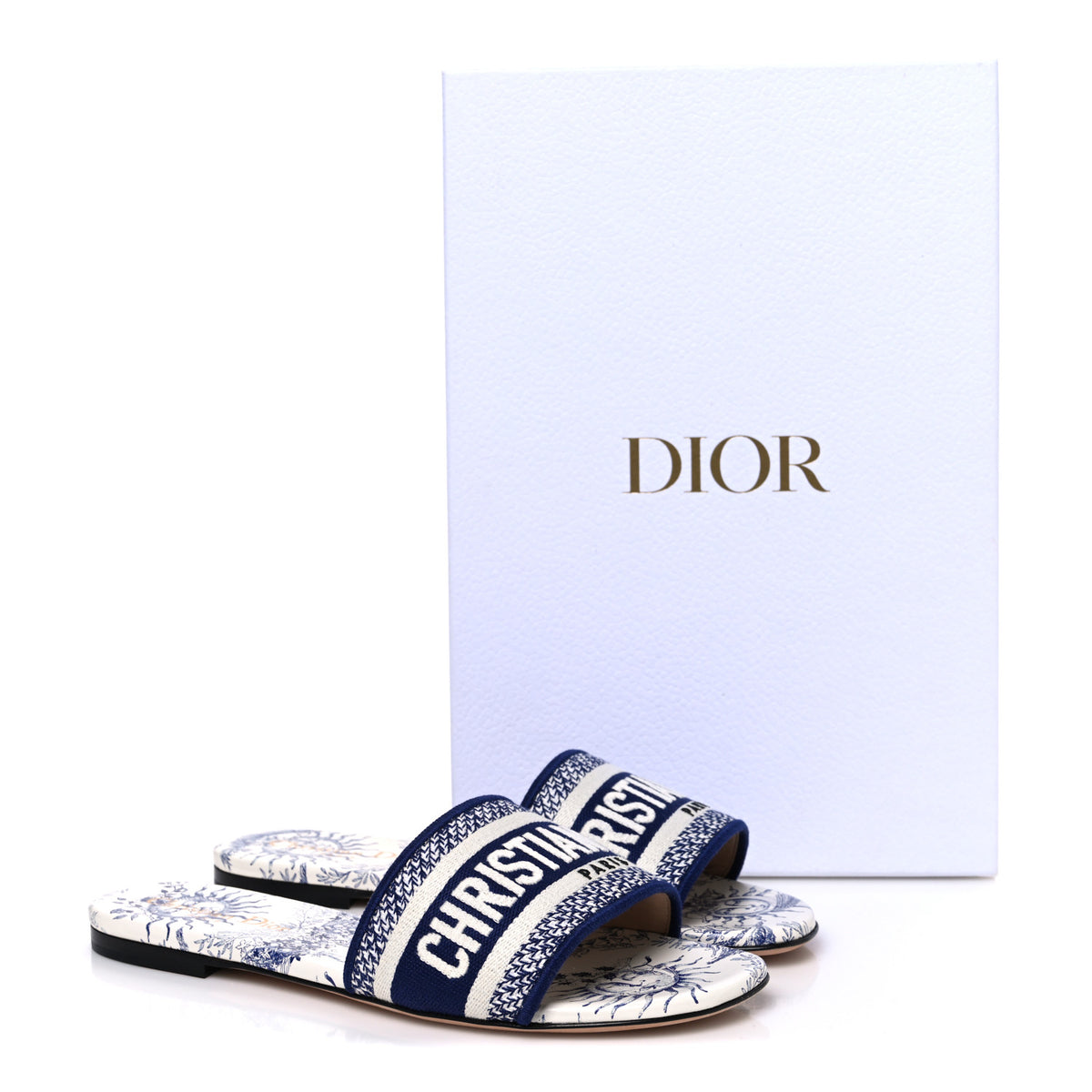 Christian Dior Canvas Soleil Embroidered Dway Mules Slide Sandals 37 Deep Blue 11 of 11