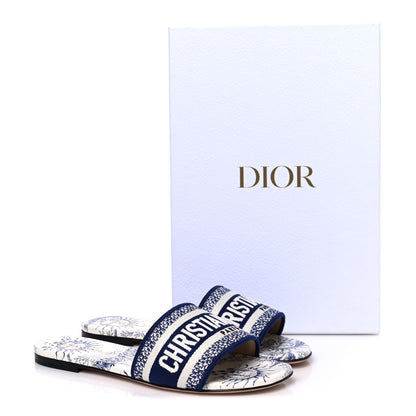 Christian Dior Canvas Soleil Embroidered Dway Mules Slide Sandals 37 Deep Blue 11 of 11