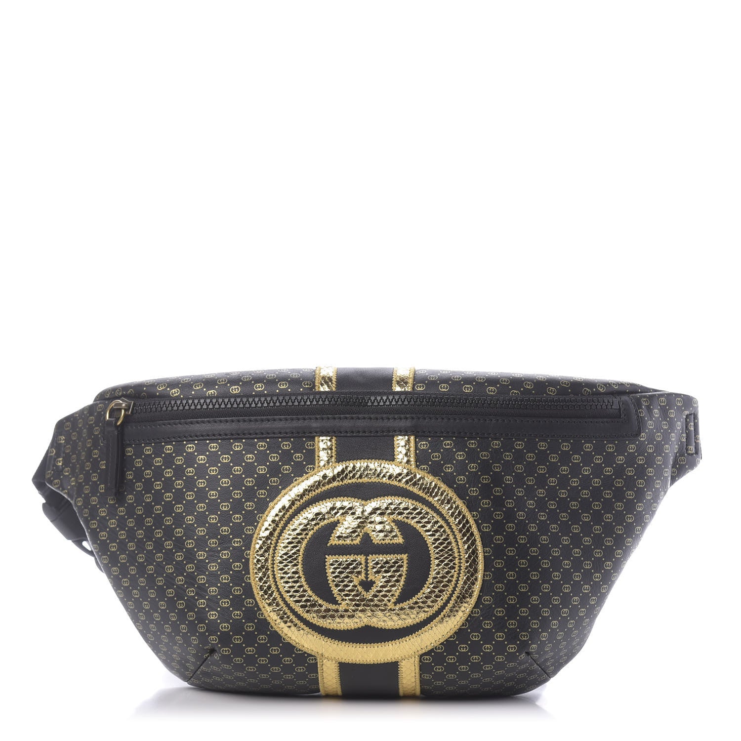 Gucci X DAPPER DAN Calfskin Laminated Ayers GG Micro Monogram Belt Bag Black 1 of 11