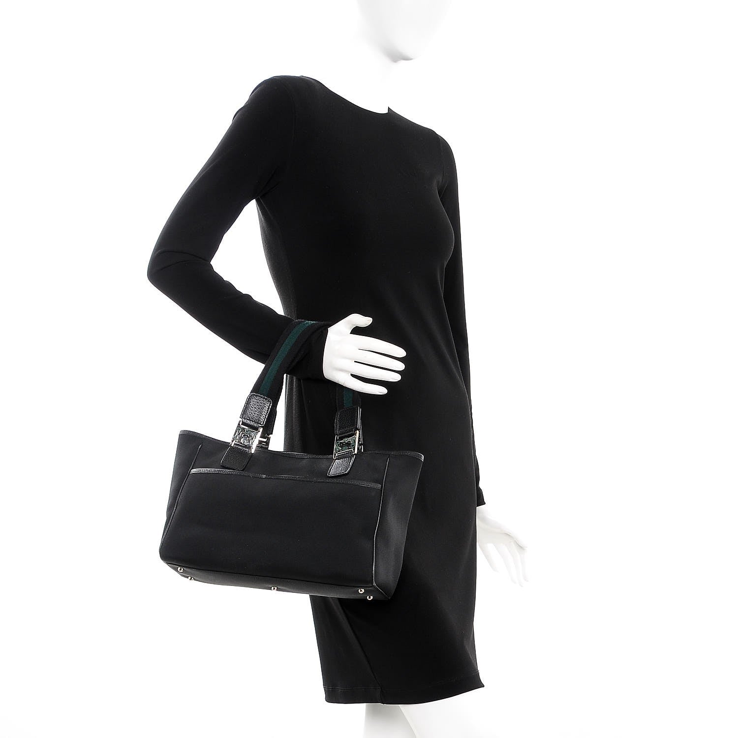 Gucci Canvas Web Tote Bag Black 2 of 10