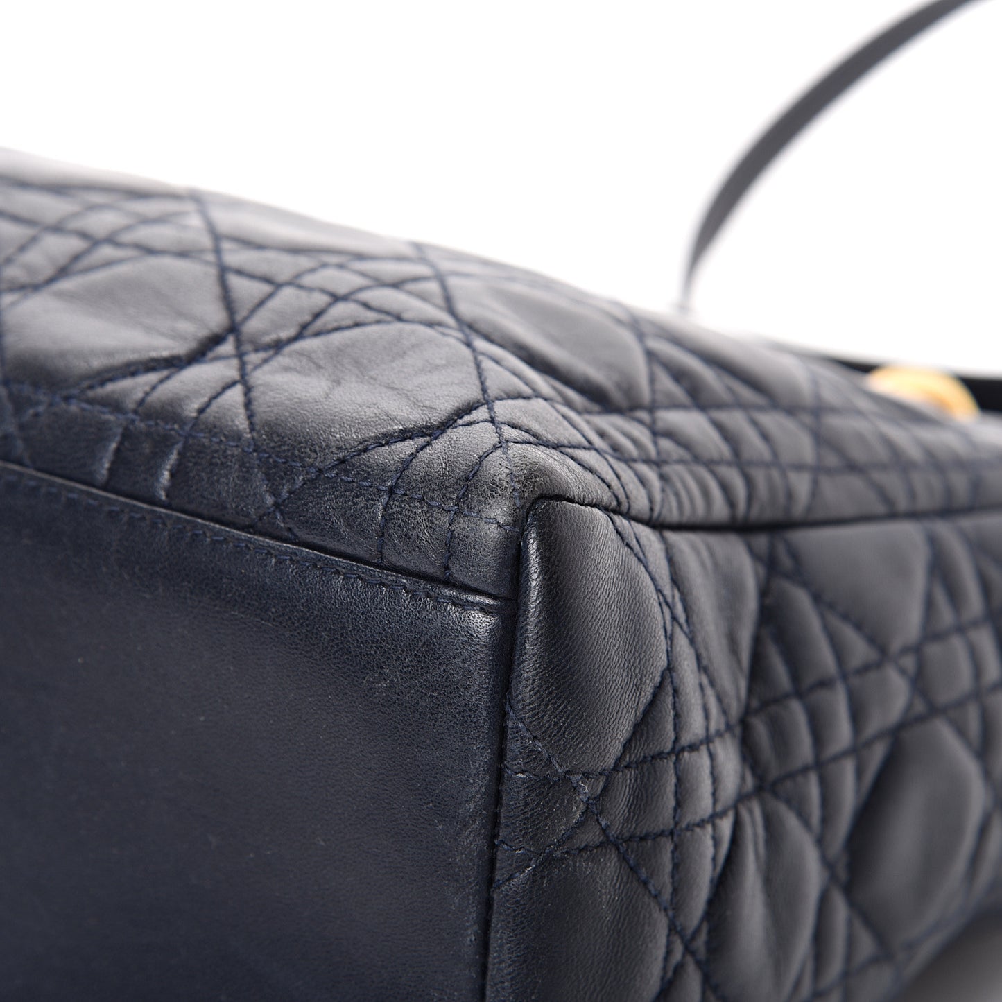 Lambskin Cannage Medium Lady Dior Navy Blue