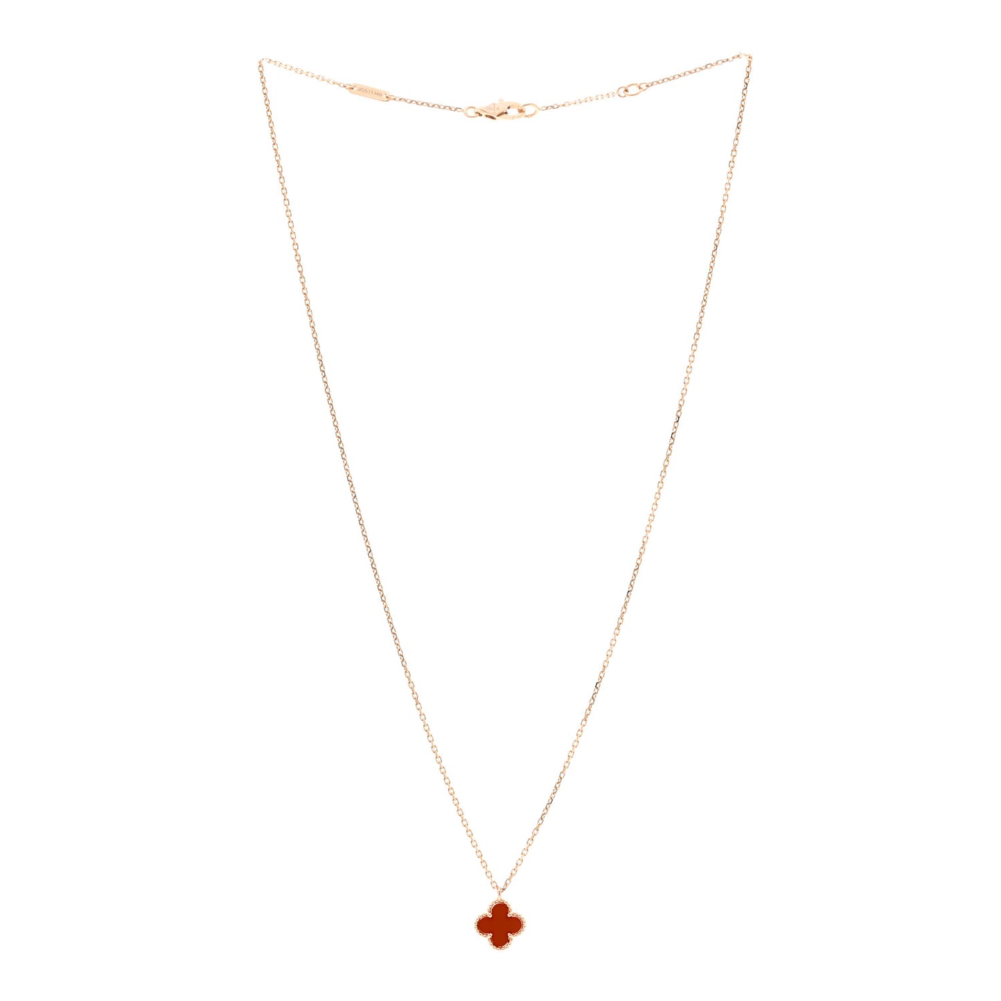 18K Rose Gold Carnelian Sweet Alhambra Pendant Necklace