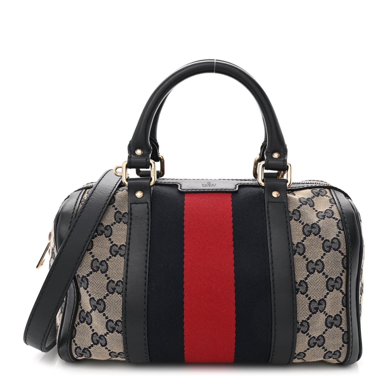 Gucci Monogram Vintage Web Small Boston Navy 1 of 12
