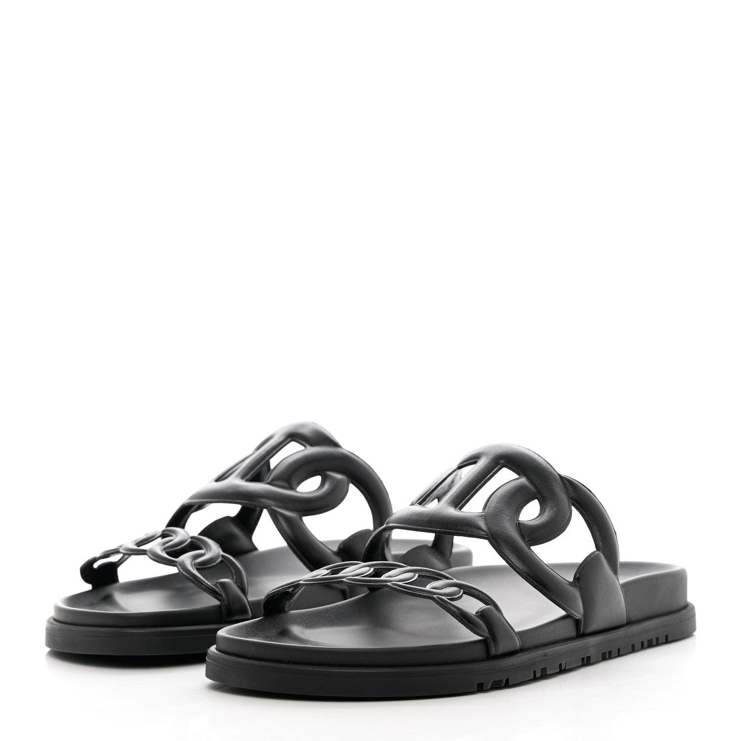 Hermes Nappa Womens Extra Sandals 38.5 Black 3 of 9