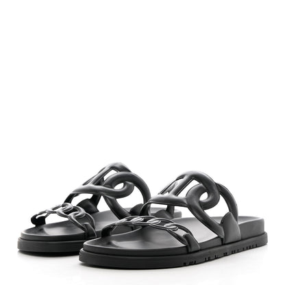 Hermes Nappa Womens Extra Sandals 38.5 Black 3 of 9