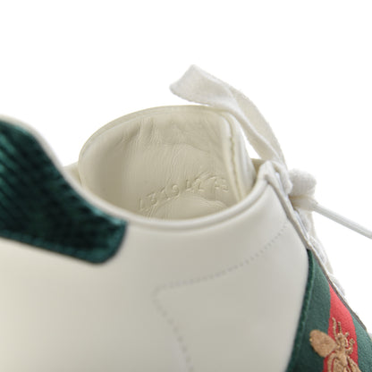 Gucci Calfskin Ayers Bee Embroidered Womens Ace Sneakers 35 White Green 8 of 19