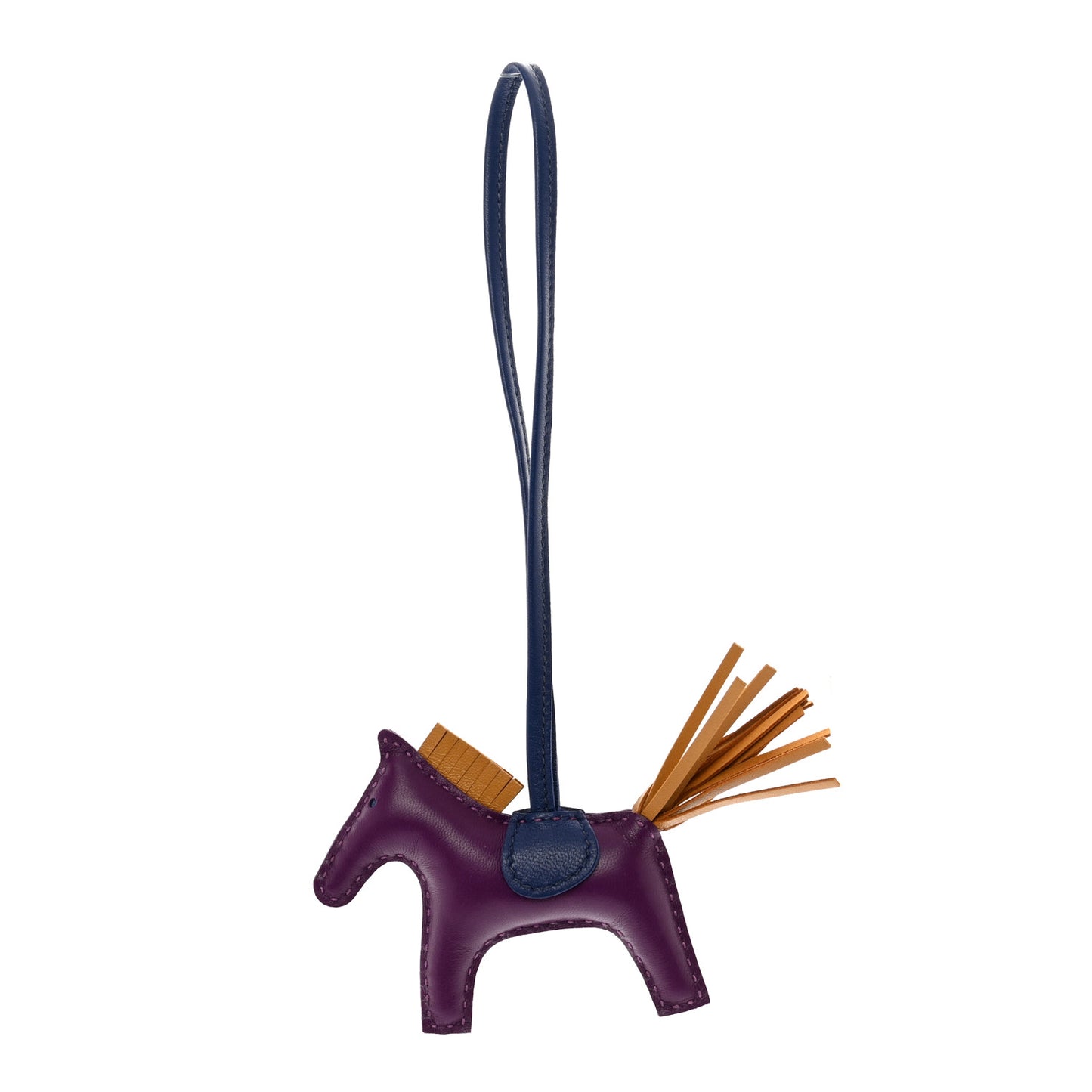 Milo Lambskin Grigri Rodeo Horse Bag Charm PM Violet Sesame Bleu Saphir