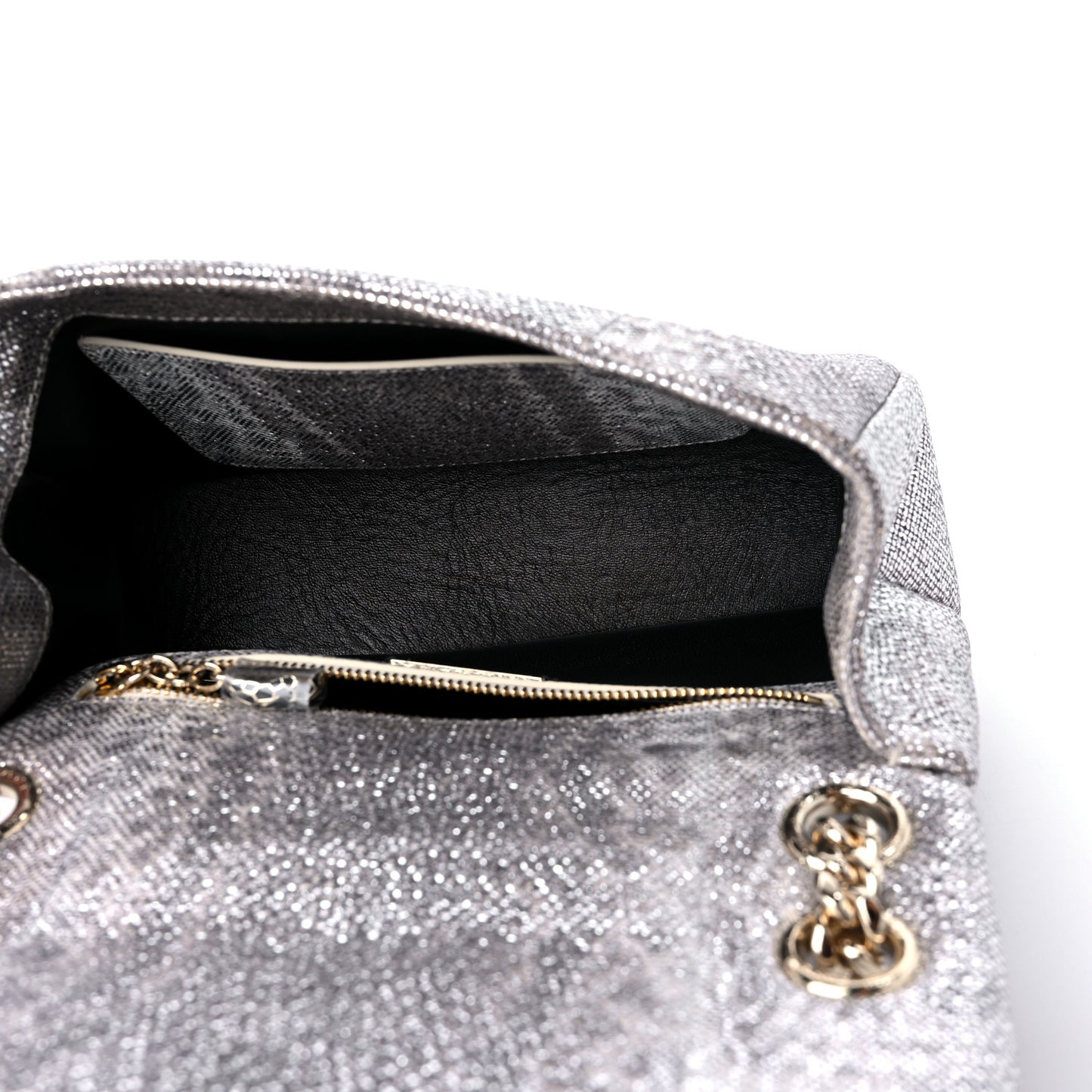 Shiny Karung Matelasse Mini Serpenti Cabochon Crossbody Silver