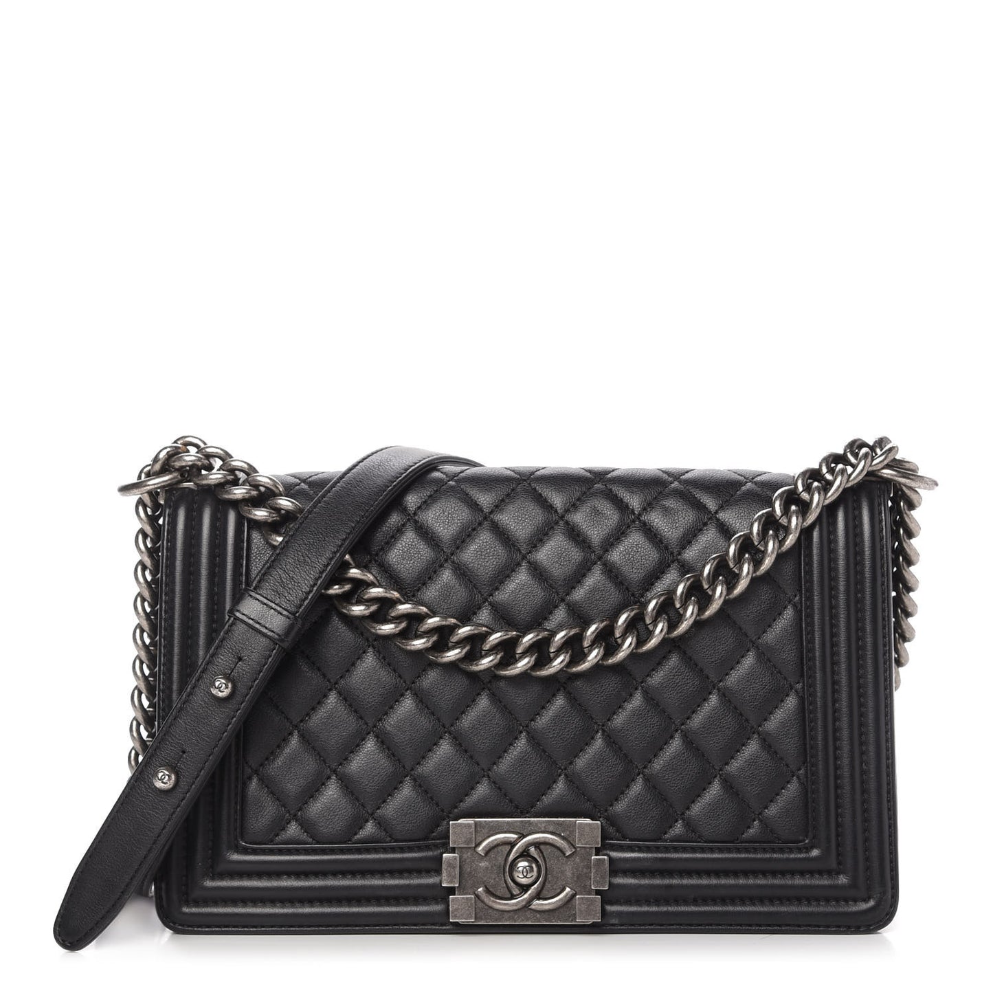 Calfskin Quilted Medium Boy Flap Black