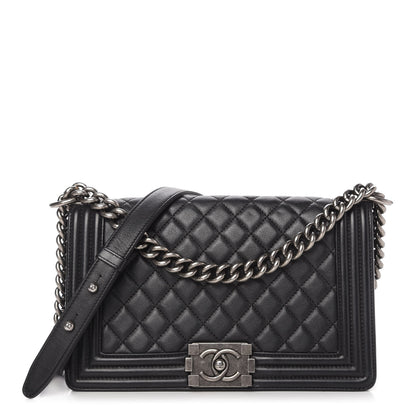 Chanel Calfskin Quilted Medium Boy Flap Black 1 of 10