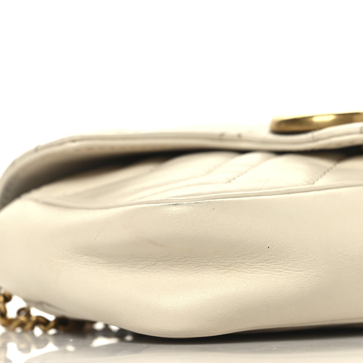 Calfskin Matelasse Super Mini GG Marmont Shoulder Bag White