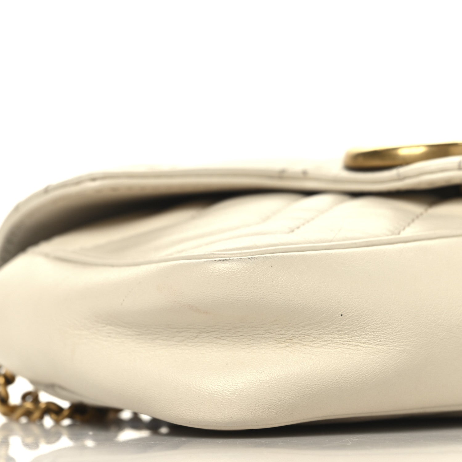 Gucci Calfskin Matelasse Super Mini GG Marmont Shoulder Bag White 9 of 10