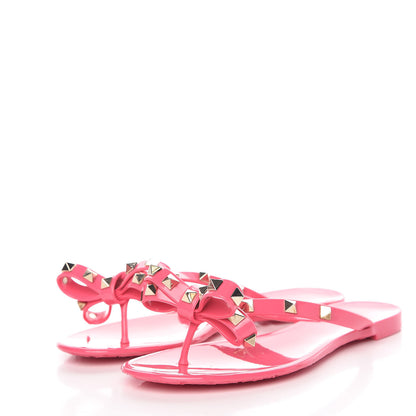 Valentino Garavani PVC Jelly Rockstud Bow Thong Sandals 35 Sweet Pink 3 of 8