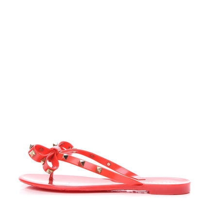 Valentino Garavani PVC Jelly Rockstud Bow Thong Sandals 36 Rosso Valentino 1 of 9