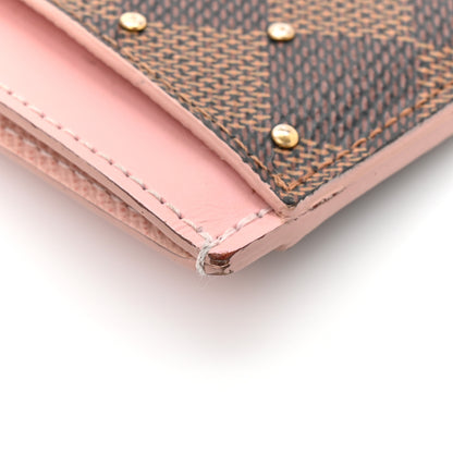Louis Vuitton Damier Ebene Studded Card Holder Rose Ballerine 8 of 10