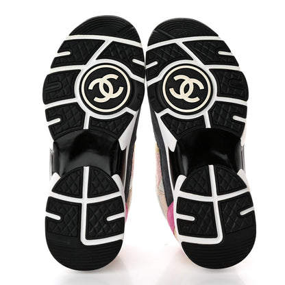 Chanel Tweed Suede CC Sneakers 36 Grey Pink Multicolor 5 of 12